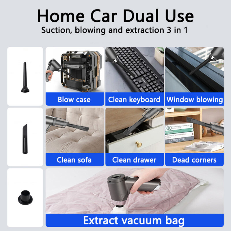 Wireless Car Vacuum Cleaner Strong Suction Portable Cleaning Machine Robot Auto Handheld Vacuum Mite Removal Collector For Home