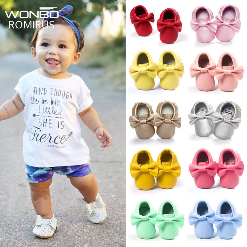 Handgemachte Weichen Boden Mode Quasten Baby Mokassin Neugeborenen Babys Schuhe 19-farben PU leder Prewalkers Stiefel