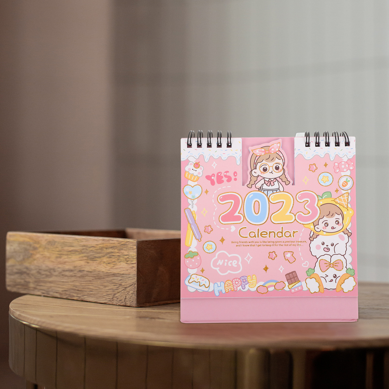 2Pcs Monthly Calendar Creative Schedule Planner Calendar for Home Cartoon Coil Calendar