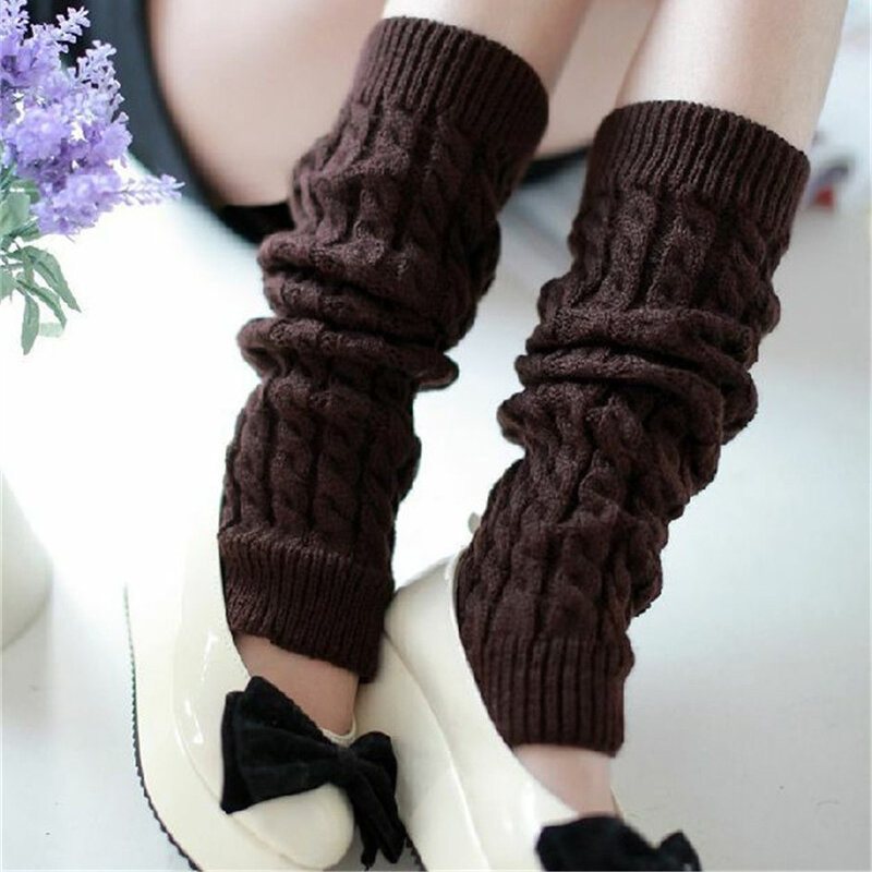 Lolita perna aquecedores mulheres inverno quente malha pé capa crochê meias joelho quente boot cuffs beenwarmers japonês meias longas