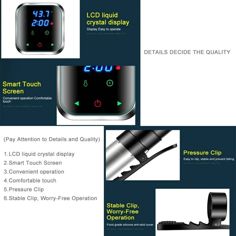 YAJIAO 2021 Smart Vacuum Sous Vide fornello IPX7 impermeabile ultra-silenzioso 1100W temperatura accurata LED Timer digitale 110V/220V