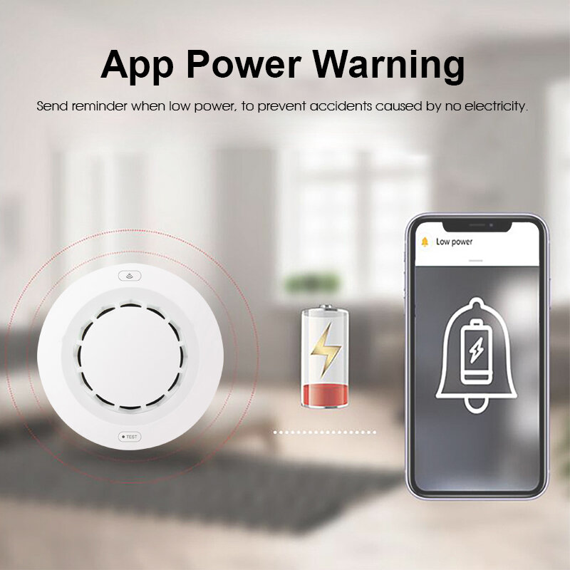 Tuya detector de fumaça proteção segurança duas maneiras conectar sensor de fumaça sem fio wi fi combinação alarme incêndio casa inteligente
