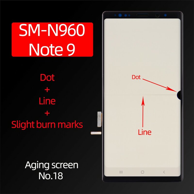 Pantalla con líneas o puntos negros para Samsung Galaxy Note 9, Lcd N960 con Marco, ensamblaje de pantalla táctil antiquemaduras