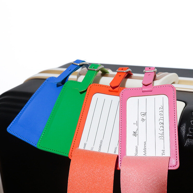 Etiqueta de equipaje de cuero PU, accesorios de viaje, juegos de tarjetas de identificación, lista de verificación de equipaje, tarjeta de abordaje
