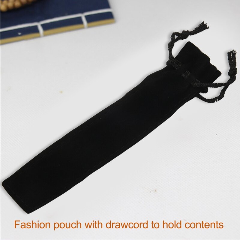 Bolsa de terciopelo para pluma, funda para bolígrafo individual, bolsa de lápices negra, 50 Uds.