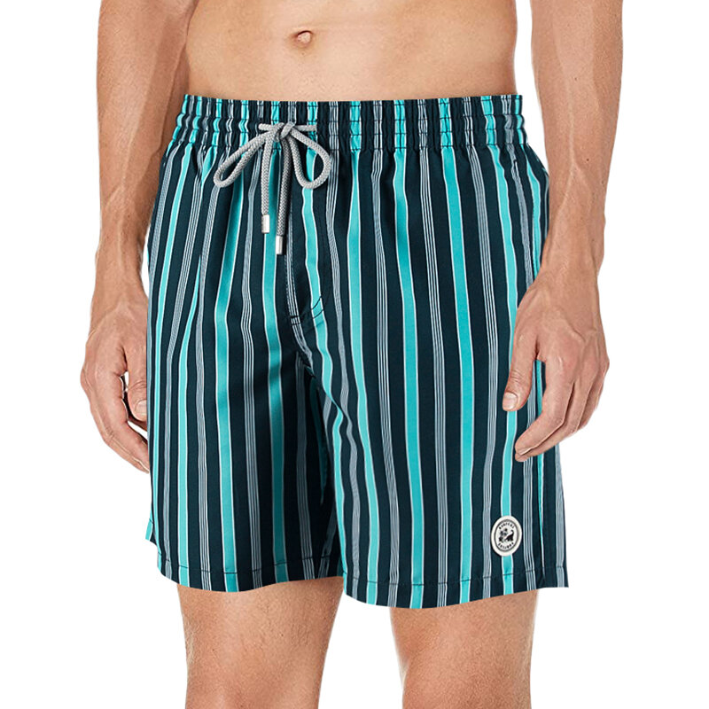 Costume da bagno da uomo a righe da surf pantaloncini da bagno da spiaggia ad asciugatura rapida Boardshort con fodera in rete e tasca costumi da bagno costumi da bagno uomo