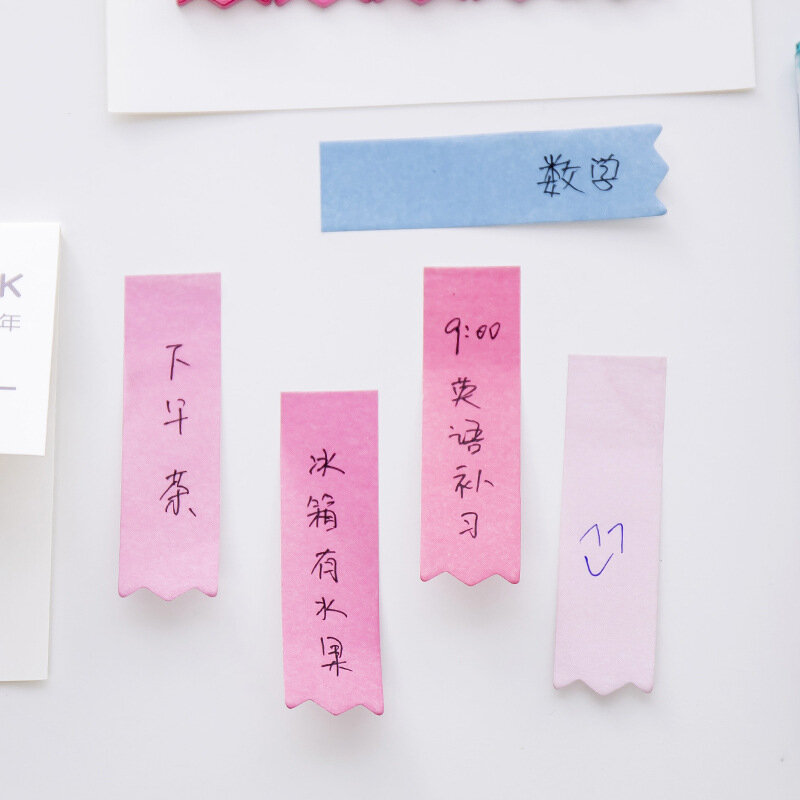 한국어 간단한 메모 패드 스티커 라벨 용지 그라데이션 스티커 메모 색인 학습 책갈피, 학생 메시지 사무실 태그 계획 매일