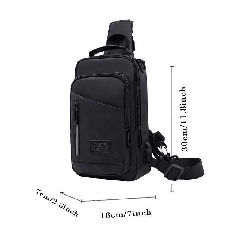 オックスフォード-メンズチェストバッグ,高品質の防水バックパック,カジュアルな盗難防止ショルダーストラップ,旅行用USB充電器