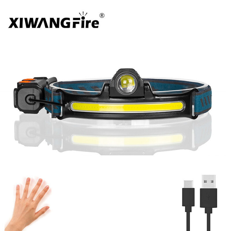 ZOOM Induktion Scheinwerfer 6 Modi Beleuchtung XPG + COB LED Scheinwerfer Mit Gebaut-in Batterie Taschenlampe USB Aufladbare Scheinwerfer taschenlampe