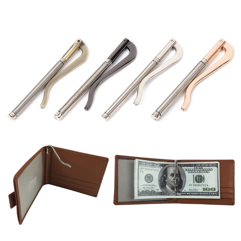 Piezas de barra de resorte para efectivo, Clip de abrazadera para dinero, soporte de reemplazo para billetera, Metal plegable