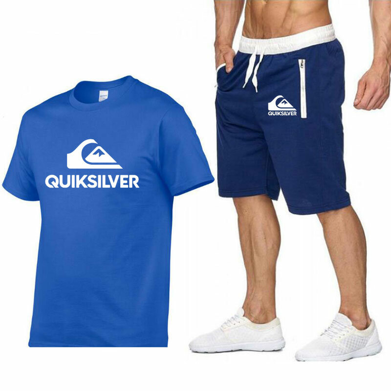 Мужская брендовая футболка с коротким рукавом и спортивные шорты, 2 предмета, Повседневная футболка с принтом, пляжные брюки, уличный спортивный костюм в стиле Харадзюку, 2XL