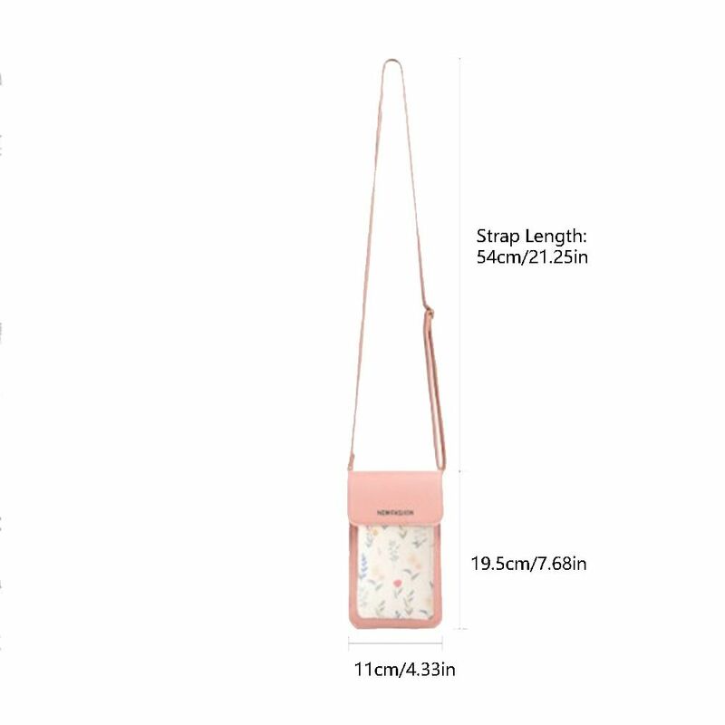 Bag PU Leather Large Capacity With Charging Hole Mobile Phone Bag Fresh Floral Shoulder Bag Female Handbag Card Holder