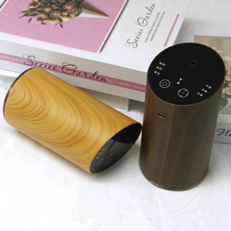 Difusor de aire de aceites esenciales sin agua, nebulizador de aromaterapia con USB, fabricante de niebla recargable, color marrón oscuro, 2 unidades