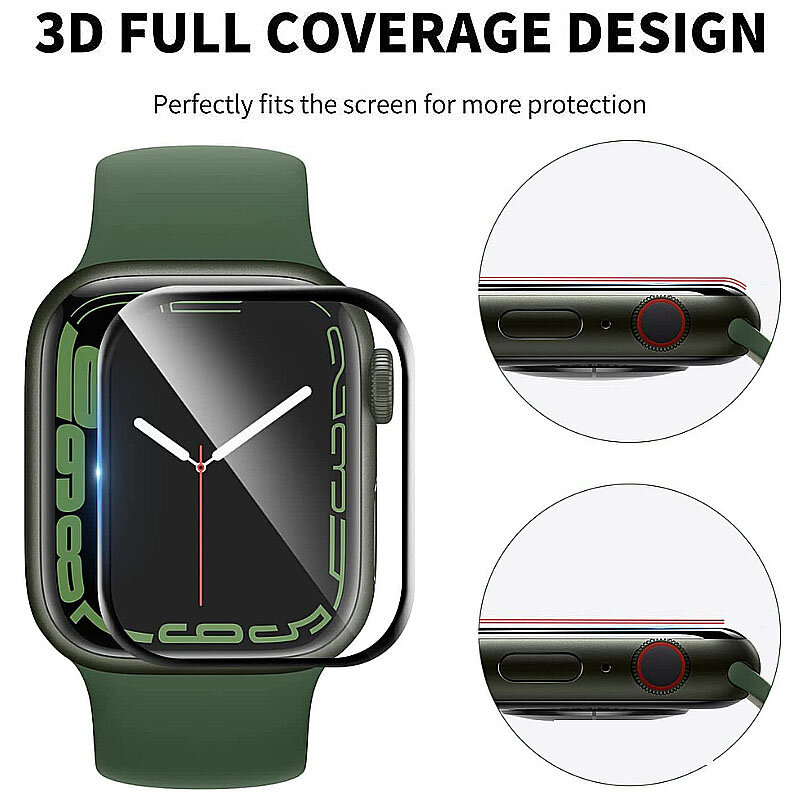 Protetor de tela completa impermeável para apple watch 38mm 40mm 42mm 44mm 41mm 45mm filme de vidro temperado macio para iwatch 8/7/6/se/5/3