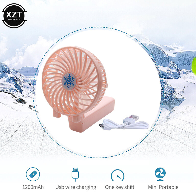 Mini ventilador de mano portátil, dispositivo eléctrico plegable con carga USB, 3 velocidades, ajustable, ideal para el verano