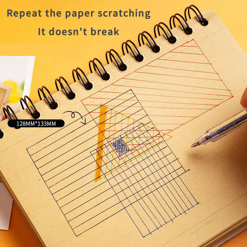 Thicker Kraft Paper Coil Notepad Cardboard Cover Portable Note with Lined Format 120 Sheets Retro MemoPad School Office Supplies