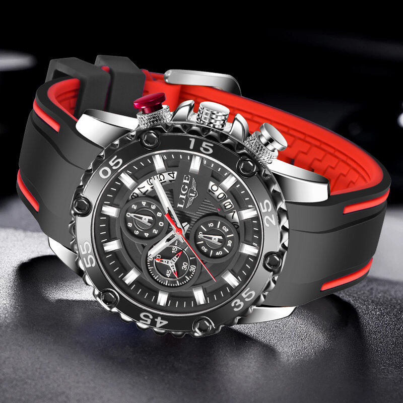 Lige 2022 nova moda grande dial relógio masculino criativo casual relógio masculino marca de luxo à prova dwaterproof água esportes cronógrafo masculino