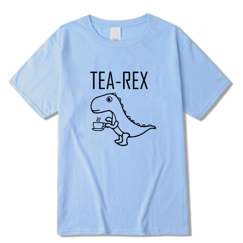 Zomer Nieuwe Mode Grappige Dinosaurus Print O Kraag Katoen Mannen T-shirt Oversized Top