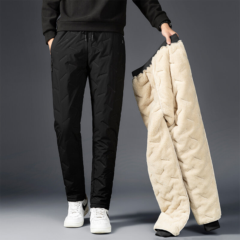 Pantaloni Casual in lana d'agnello invernale pantaloni sportivi in pile spesso caldo moda uomo Jogging pantaloni impermeabili da uomo di marca Plus Size M-8XL