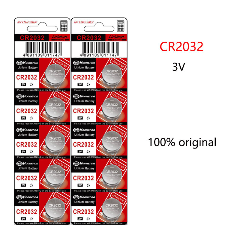 100% original 10PCS CR2032 3V Lithium Button Cell Battery for Watches, calculators, computer motherboards Button  Battery