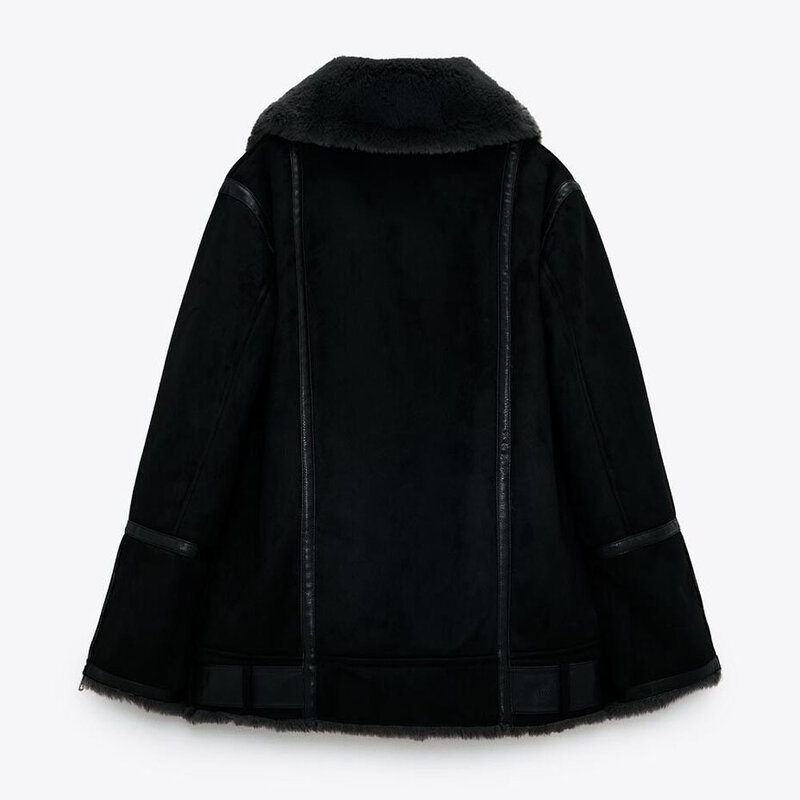 PB & ZA-chaqueta de piel de locomotora para mujer, abrigo cálido de doble cara, otoño e invierno, novedad