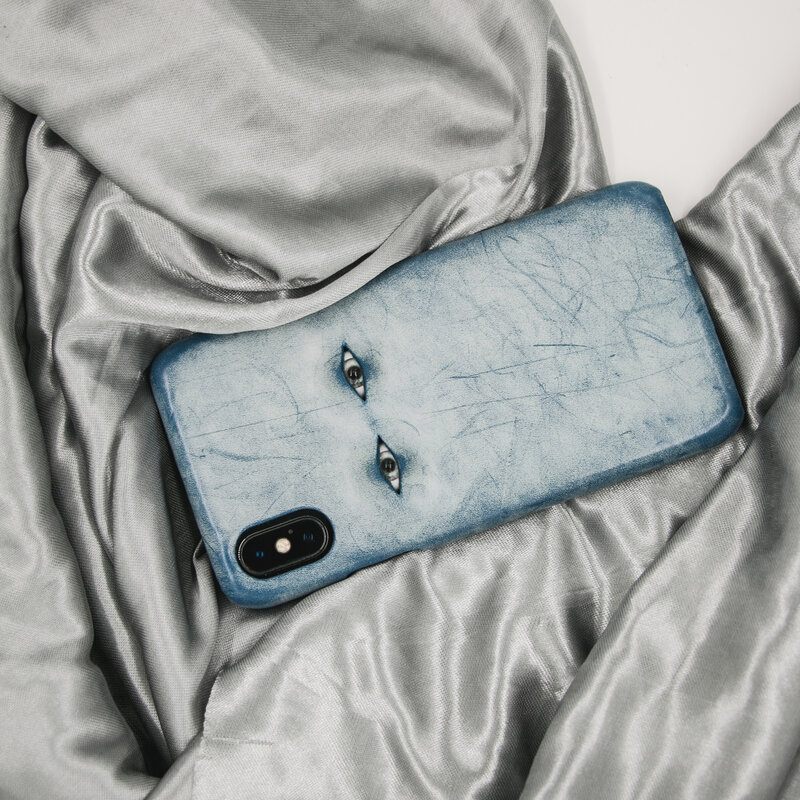 Royal Blue Creatieve Blauw Lederen Ogen Europese En Amerikaanse Mode Mobiele Telefoon Geval Geschikt Voor Apple Mobiele Telefoon Geval Lede