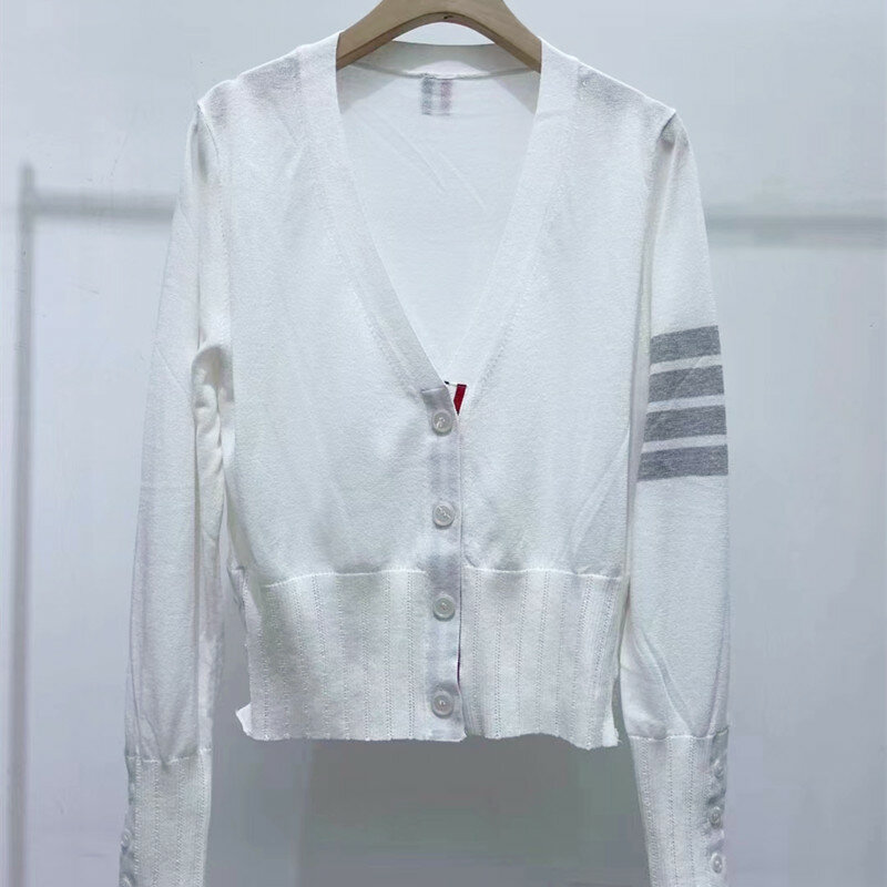 Hoge Kwaliteit Tb Koreaanse Zomer Vest Dun Zonnebrandcrème Shirt Dames Trui Lange Mouw Korte Airconditioning Shirt Tb Coat Top