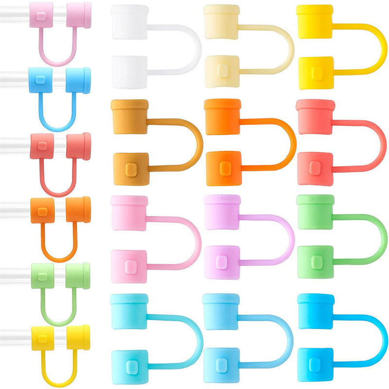 Rainbow Straw Caps Wear-resistant Straw Cover Food Grade Silicone Kitchen Tools Straw Cap Good Resilience Durable Light Pink