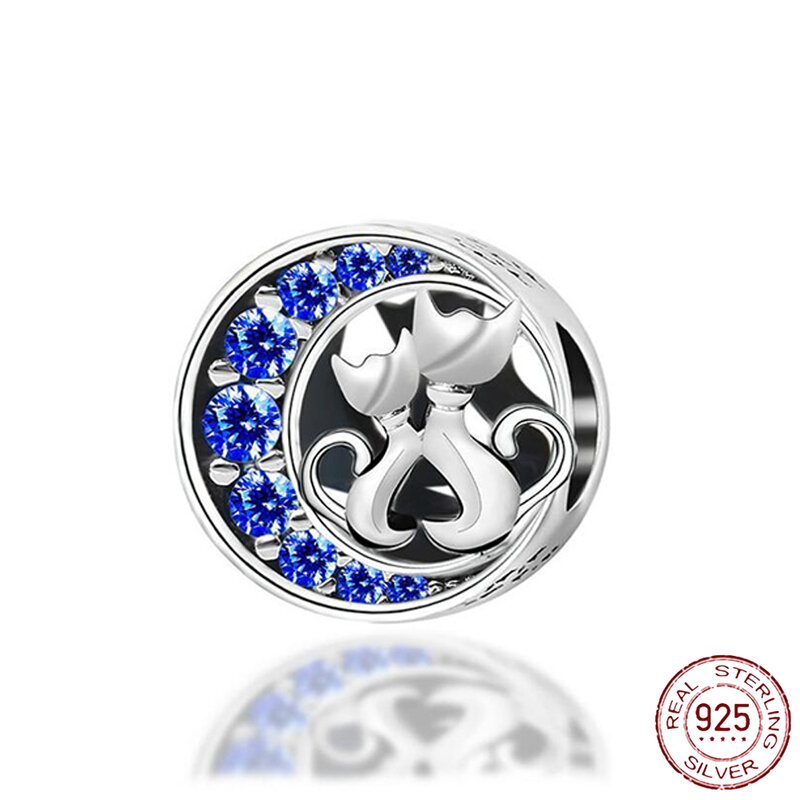 Breloque en Argent Sterling pour Bracelet Pandora, Série Bleue, Lune, Avion, Espace, Perle de Verre, Bijou à Offrir, Charme, Qualité S925