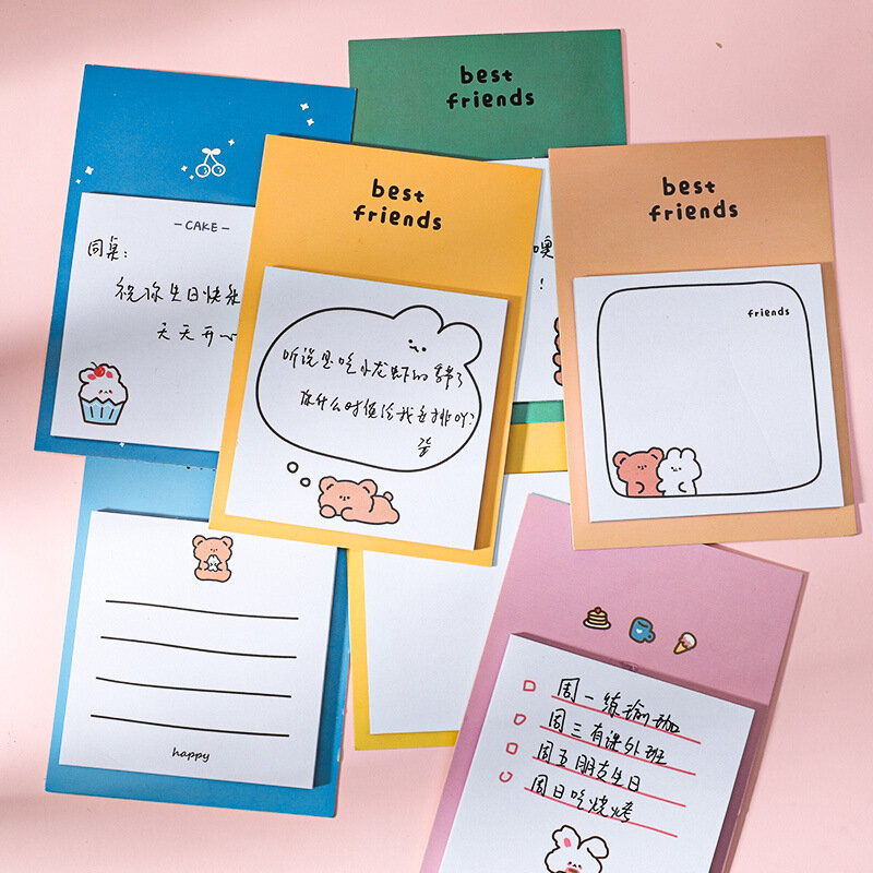 30Page Korean Sticky Note Creative Cute Bear Book Office Stationery Paper Cartoon Rabbit Message Memo Pad School Supplies Kawaii
