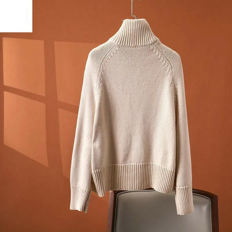 Cappotto autunno inverno 2022 nuova moda coreana Patchwork dolcevita maglione lavorato a maglia piumino corto giacca di cotone donna Manteau Femme
