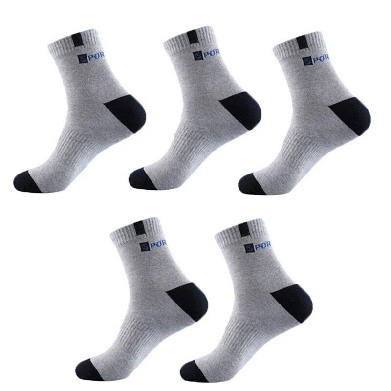5 pares homens de fibra de bambu outono inverno meias de algodão respirável meias esportivas desodorante respirável meias de negócios tamanho 37-45