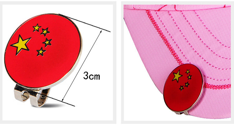 1 Pcs Golf Ball Marker China Flag Marker with Golf Hat Visor Clips Golf Training Toolsalloy Professional