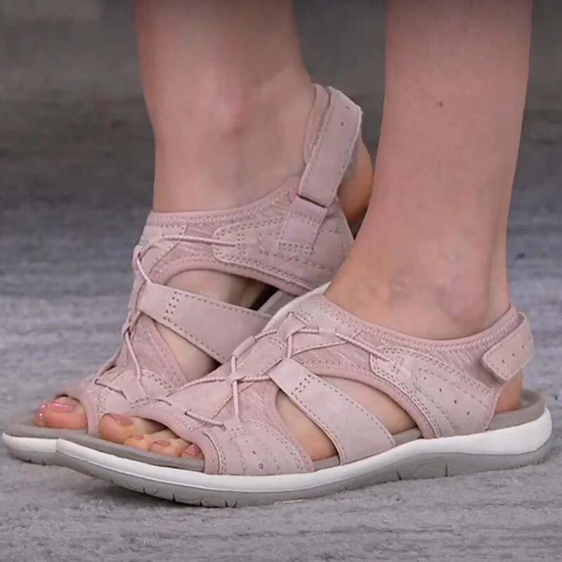 Sandalias de moda para mujer, zapatos con dedos abiertos, sandalias suaves con correa en el tobillo, calzado informal