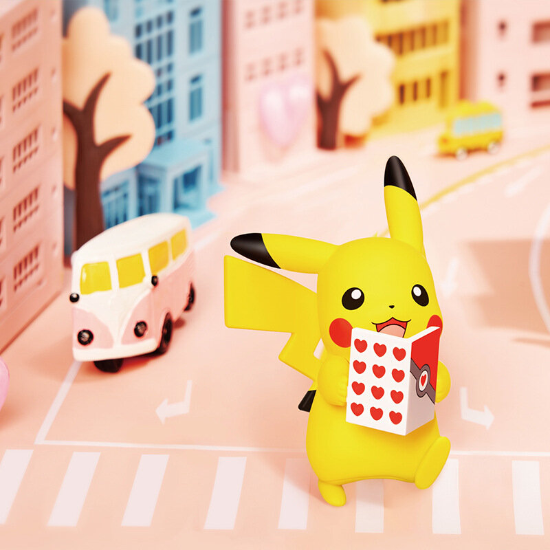 Pokemon-figuras de acción de Pokémon para niños, adorno de juguete con caja ciega, modelo de coche de Pikachu de tendencia femenina
