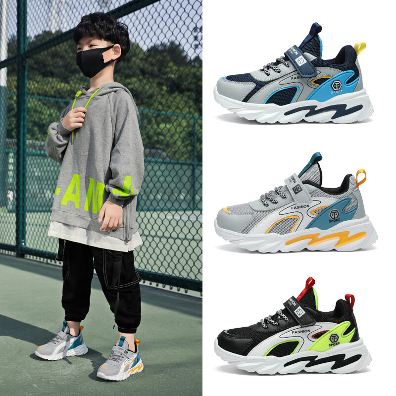 Crianças tênis meninos correndo sapatos esportivos para meninos de alta qualidade respirável sapatos de treinamento para crianças sapatos esportivos 7-12