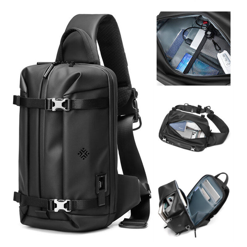 Suutoop-男性と女性のための拡張可能なショルダーバッグ,USB充電付きの拡張可能なトラベルバッグ,防水クロスオーバーバッグ,ユニセックス