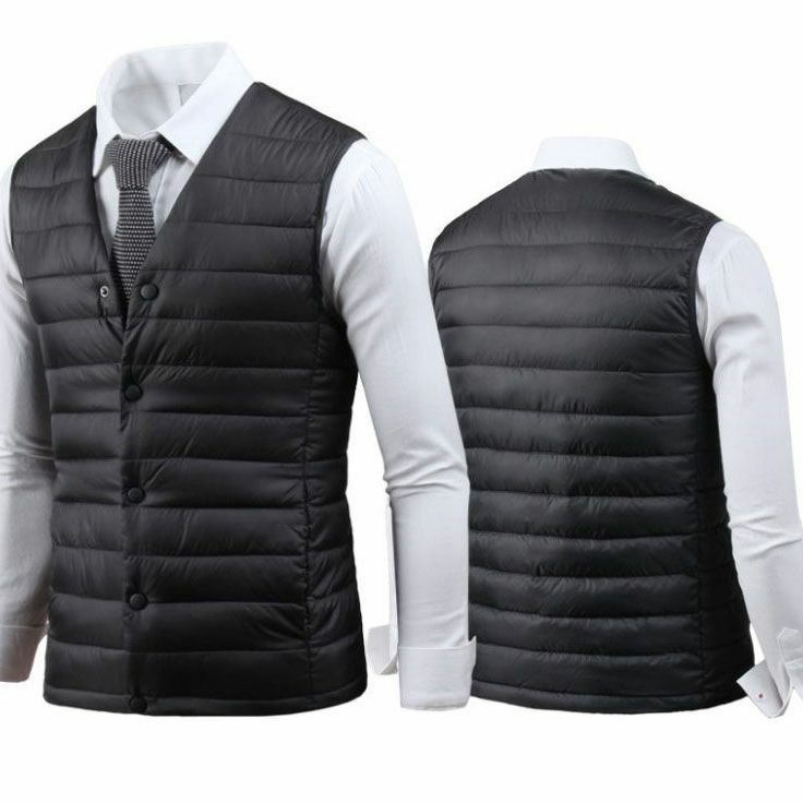 Chaleco acolchado con cuello en V para hombre, chaqueta con calefacción, abrigo masculino, ropa clásica de oficina de negocios, novedad de 2022