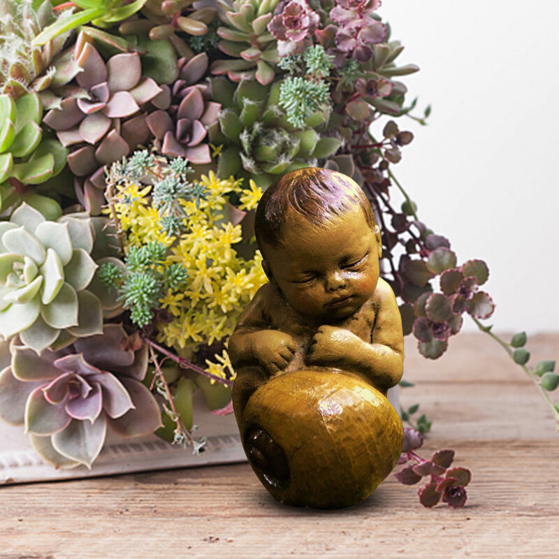Bebê caracol estatueta jardim dormindo estatueta do bebê fada jardim dormir ornamento de mesa casa do bebê decoração do jardim de fadas