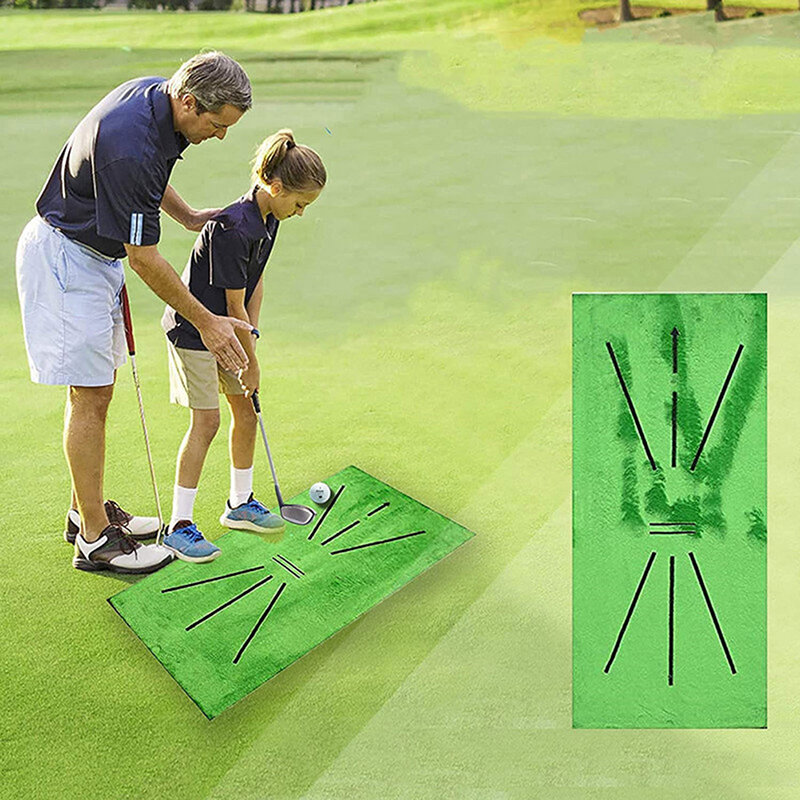 Portable Golf Swing Mat Hitting Batting Direction Mark Trace Indoor Home Golf Practice Training Mat Golf Ball Marker