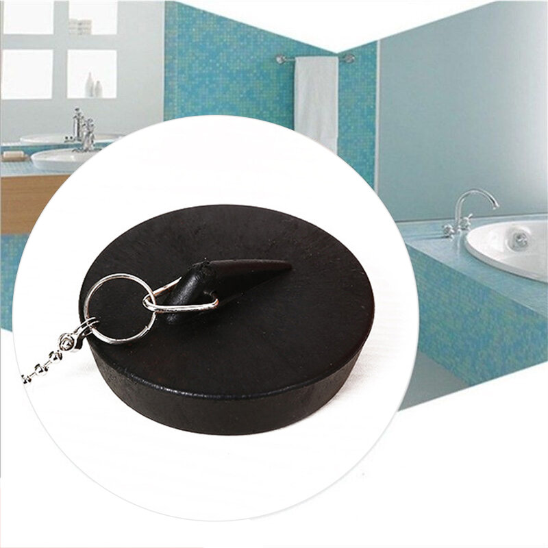 Plug pia de borracha durável com corrente, Fácil de usar, Ferramenta anti-vazamento para lavatório de vedação, Banheiro e cozinha, Bonito