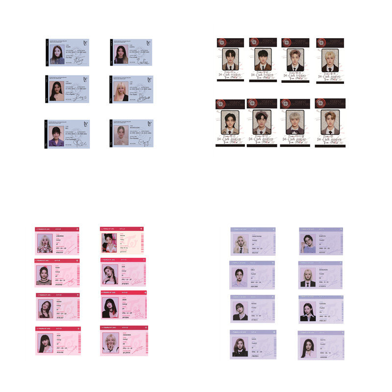 6/8 pces kpop caçoa duas vezes grupos ive figuras estudante cartão de identificação pvc cartões de nome para fãs coleção presente cosplay