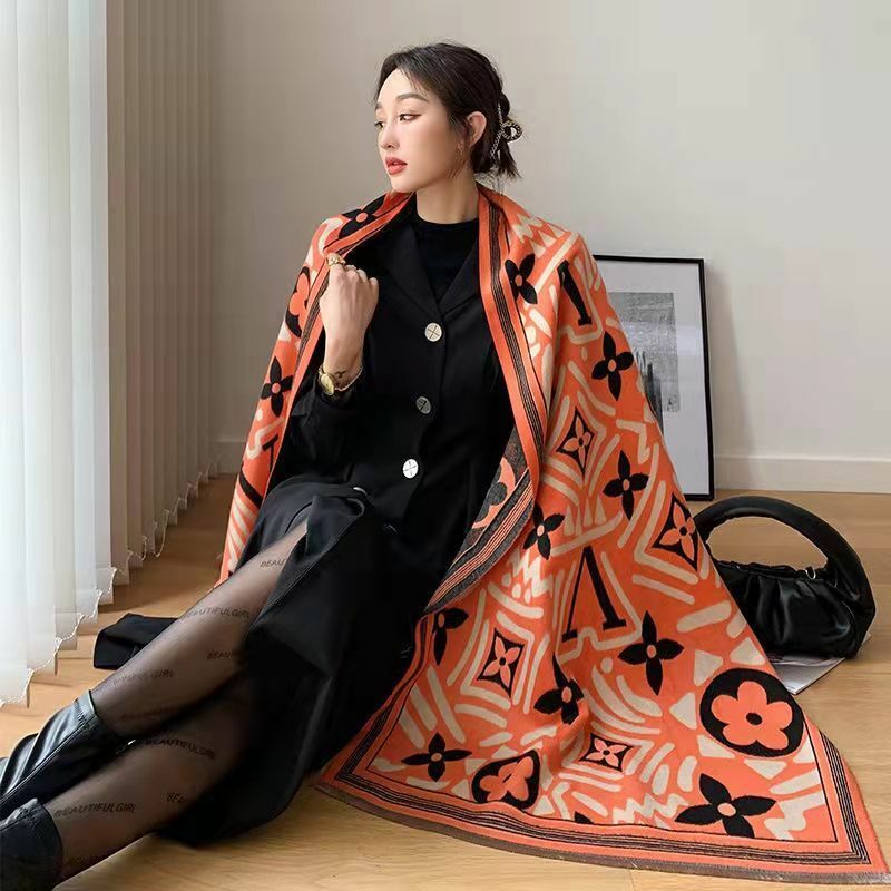 2022 szalik kobiety luksusowe Cashmere Winter Warm gruby koc szalik szal i Wrap hidżab panie długi Echarpe Pashmina Bufanda