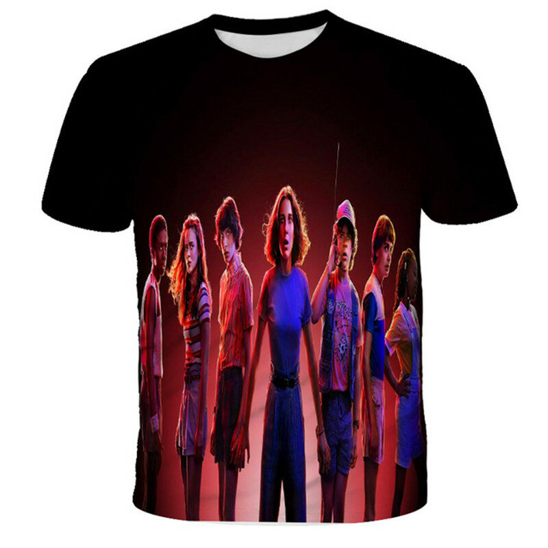 Kaus 4 Potong Benda Asing 2022 Kaus Kartun Mode Anak Laki-laki dan Perempuan Kaus Kasual Anak Kaus Klub Api Neraka Pakaian