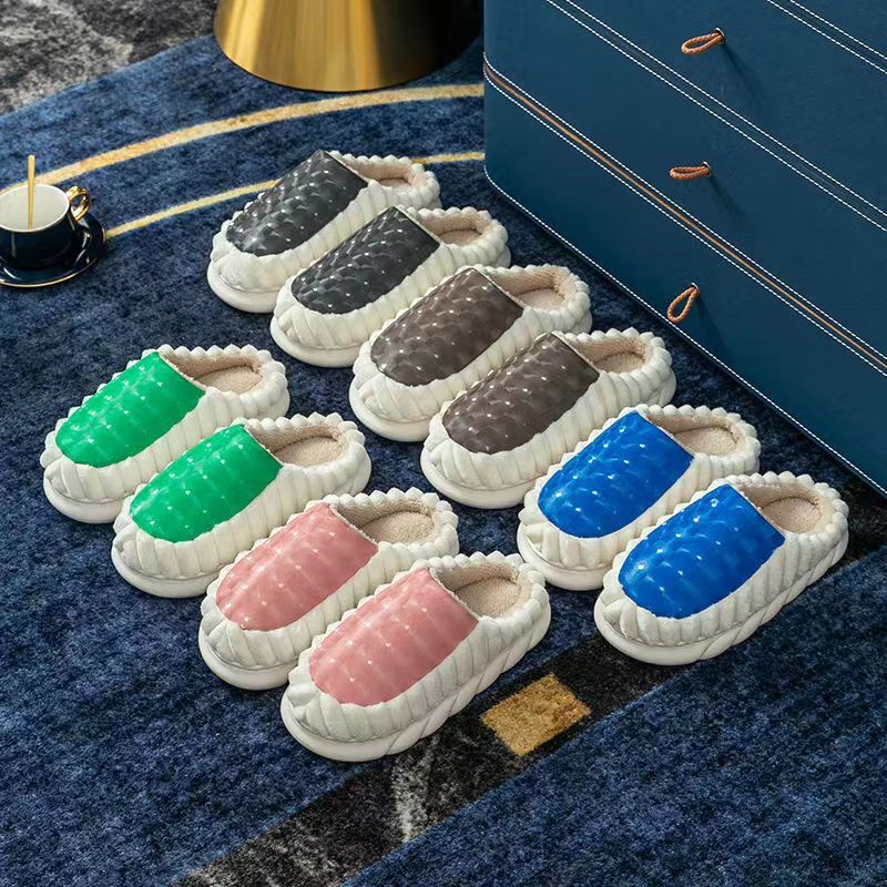 Zapatillas de algodón cómodas para mujer y parejas, pantuflas antideslizantes de felpa para habitación, talla 44-45, color rosa, invierno, 2022