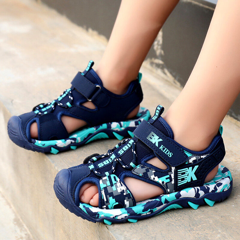 Sandalias de camuflaje para Niños y Niñas Grandes, zapatos planos de lona, alta calidad