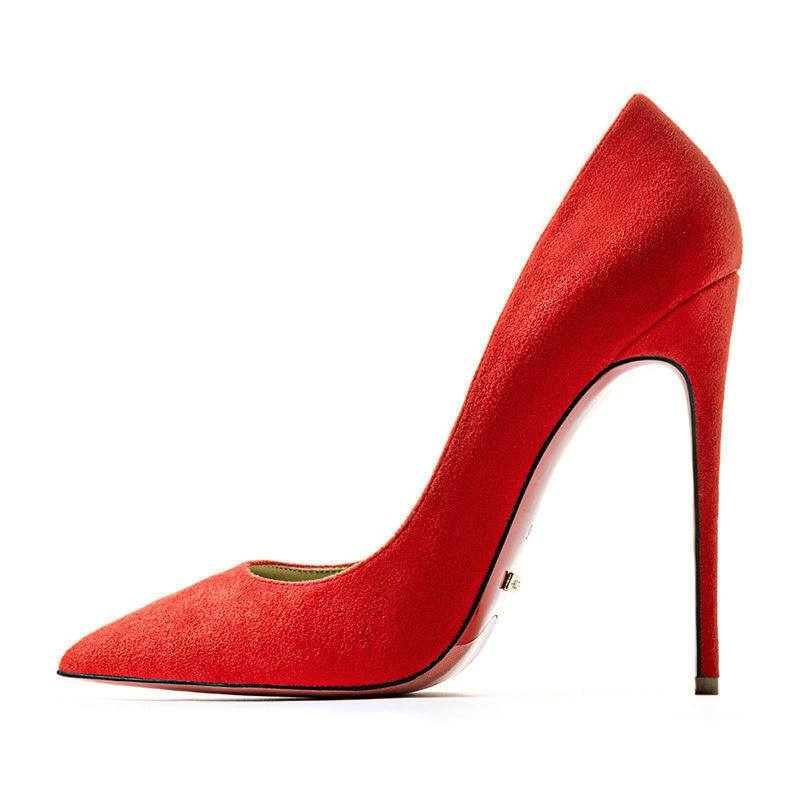 Sepatu Bawah Merah Seksi Merek Mewah Sepatu Pump Wanita Seksi Pendek Musim Semi Ujung Lancip Hak Tinggi Pernikahan Pesta