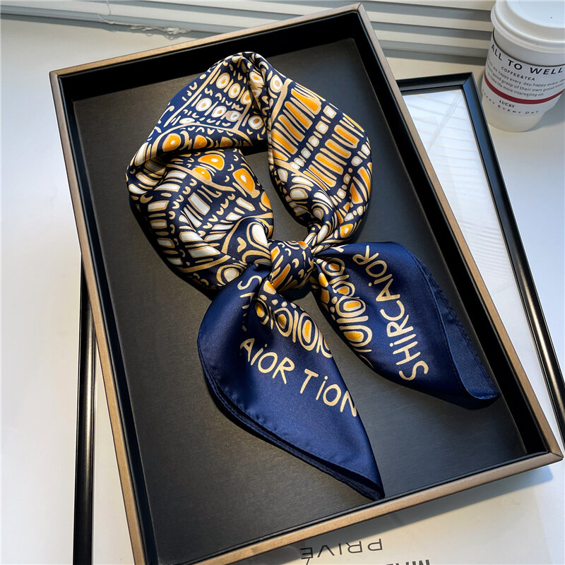 Foulard bandeau imprimé de luxe, 70cm, cravate pour les cheveux, à la main, châle, Bandana, Design de printemps, Hijab, 2022