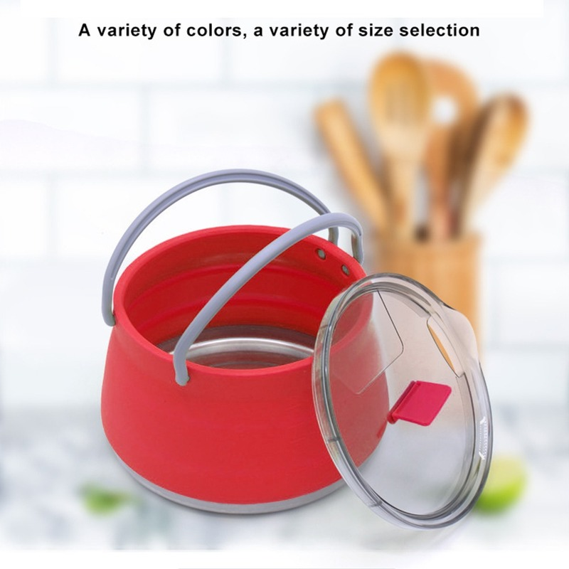 Silicone Folding Kettle Portable Field Camping Open Fire Coffee Tea Cassette Cooker Outdoor Camping Hiking Backpacking Pot