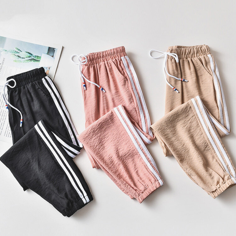 Pantalones de chándal Y2k para mujer, ropa de moda coreana, pantalones deportivos de gran tamaño, pantalones de bombardero, pantalones holgados de color rosa